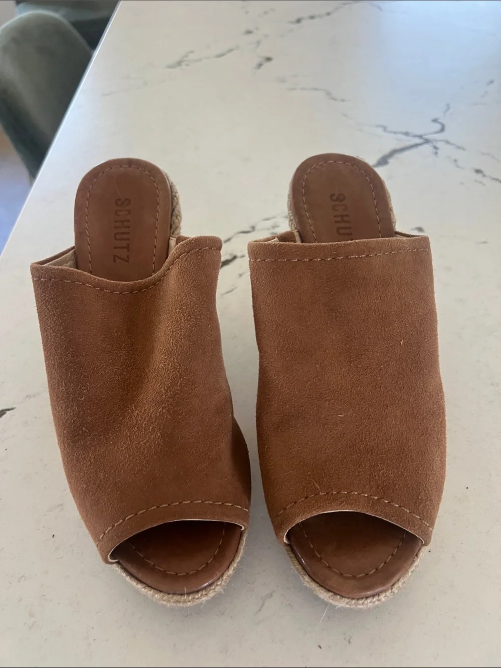 SCHUTZ Brown Suede Espadrille Wedge Mules size 8. New!! So cute